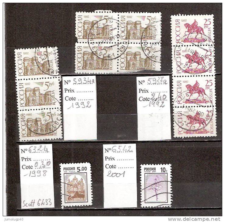 Timbre Russie Lot N° 8. Obl. 1992 à 2001. - Used Stamps