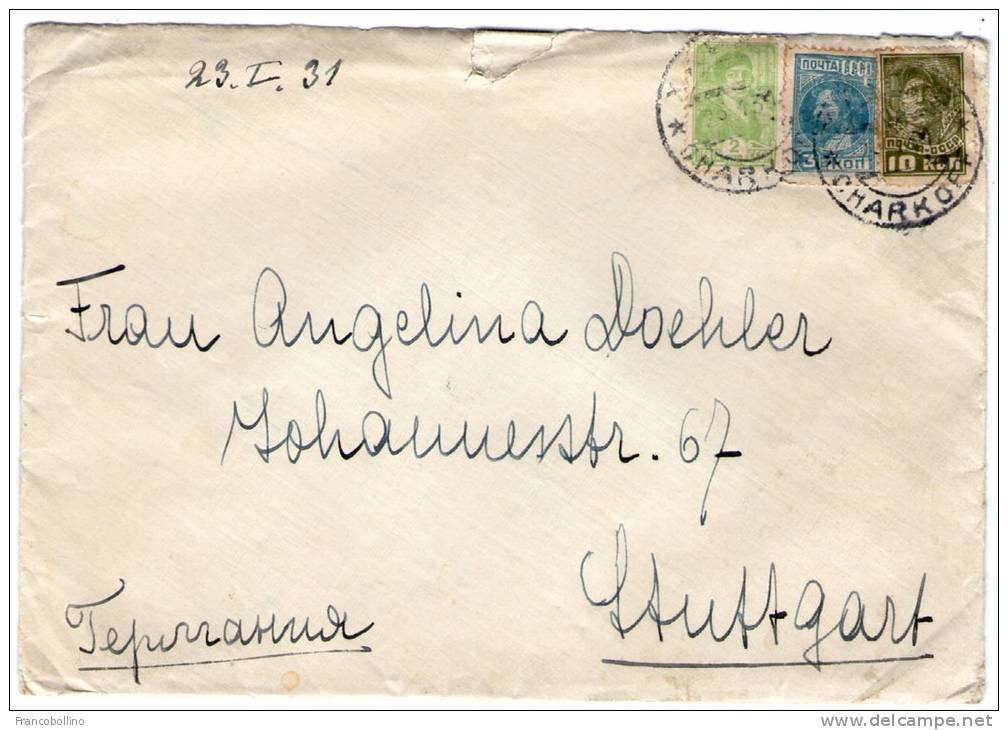 RUSSIA/RUSSIE-COVER FROM KHARKOV-UKRAINE TO GERMANY 1931/ITALIAN VICE CONSULATE - Covers & Documents