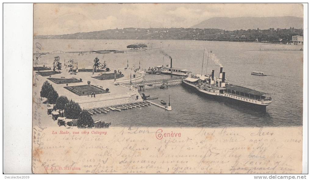 Br34556  Geneve  La Rade  Vue Vers Cologny  2 Scans - Cologny