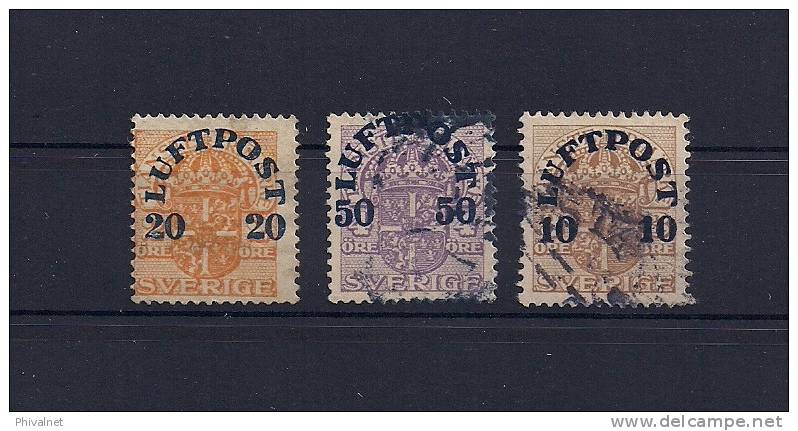 SUECIA, YV. AEREOS 1/3 EN USADO, - Used Stamps
