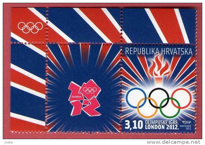 JEUX OLYMPIQUES LONDRES 2012.( Croatie Timbre + Label MNH** ) Olympic Games Olympics Juegos Olímpicos Olympiade Olimpiad - Summer 2012: London