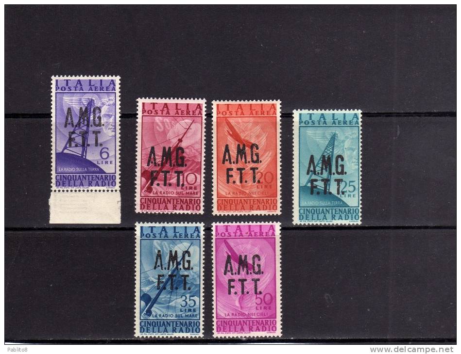 TRIESTE A 1947 AMG-FTT OVERPRINTED AIR MAIL POSTA AEREA RADIO SERIE COMPLETA COMPLETE SET MNH BEN CENTRATA - Airmail