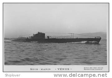 Sous-marin VENUS (Marine Nationale) - Carte Photo éd. Marius Bar - Krieg