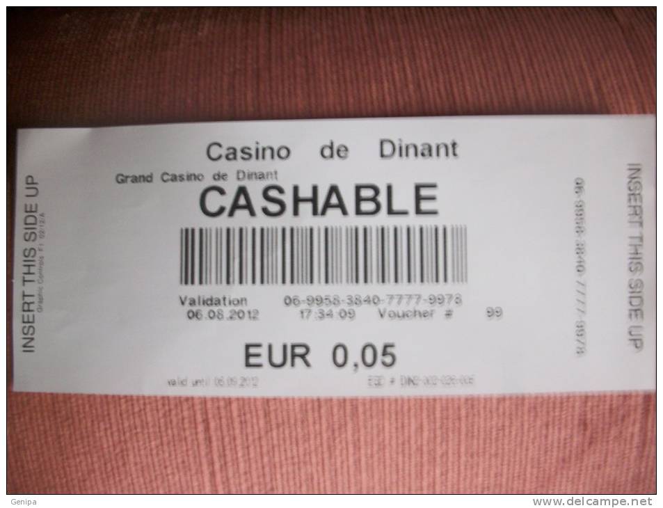 Ticket De 0,05 Euro - Dinant - Casino