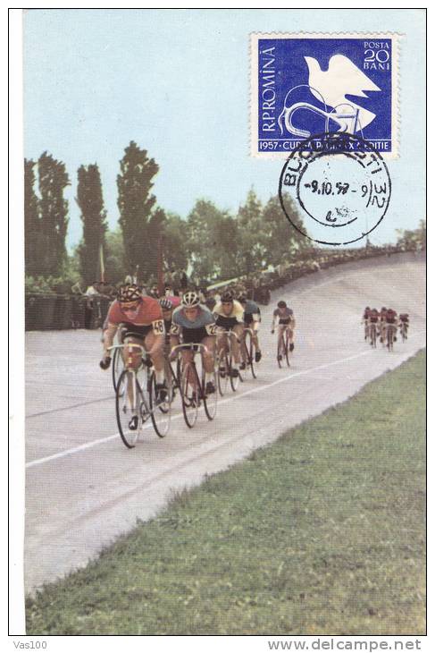 CYCLISM,PEACE COURS,1957,CM,MAXI CARD,CARTES MAXIMUM - Ciclismo