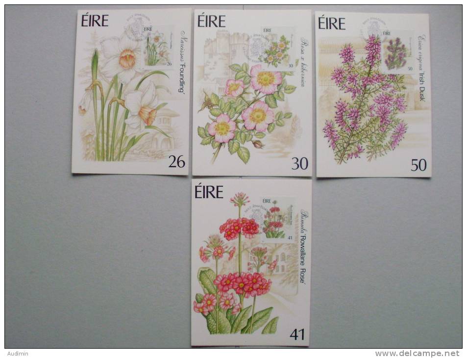 Irland 729/32 MK/MC ESST, Amtlich Nr. 1-4/1990, Irische Gartenblumen - Cartes-maximum