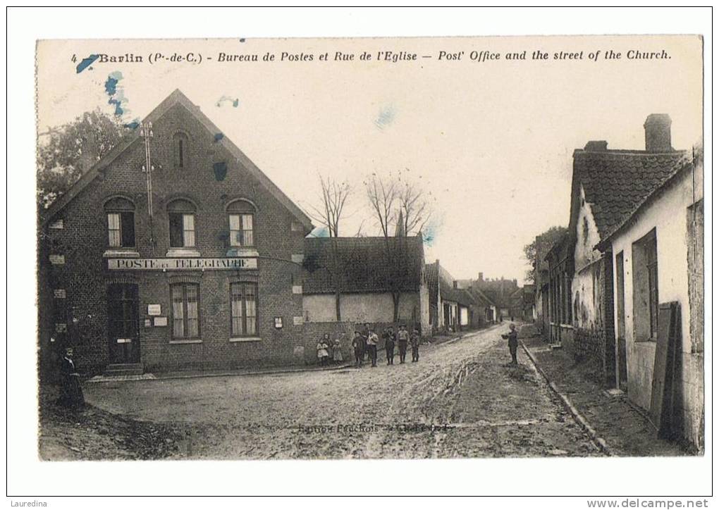 CP  BARLIN N°4 BUREAU DE POSTES ET RUE DE L EGLISE - Barlin