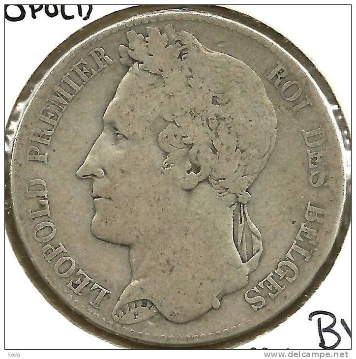 BELGIUM BELGES 5 FRANCS WREATH FRONT  LEOPOLD I MAN BACK 1847 AG SILVER KM? F/VG READ DESCRIPTION CAREFULLY !!! - 5 Frank