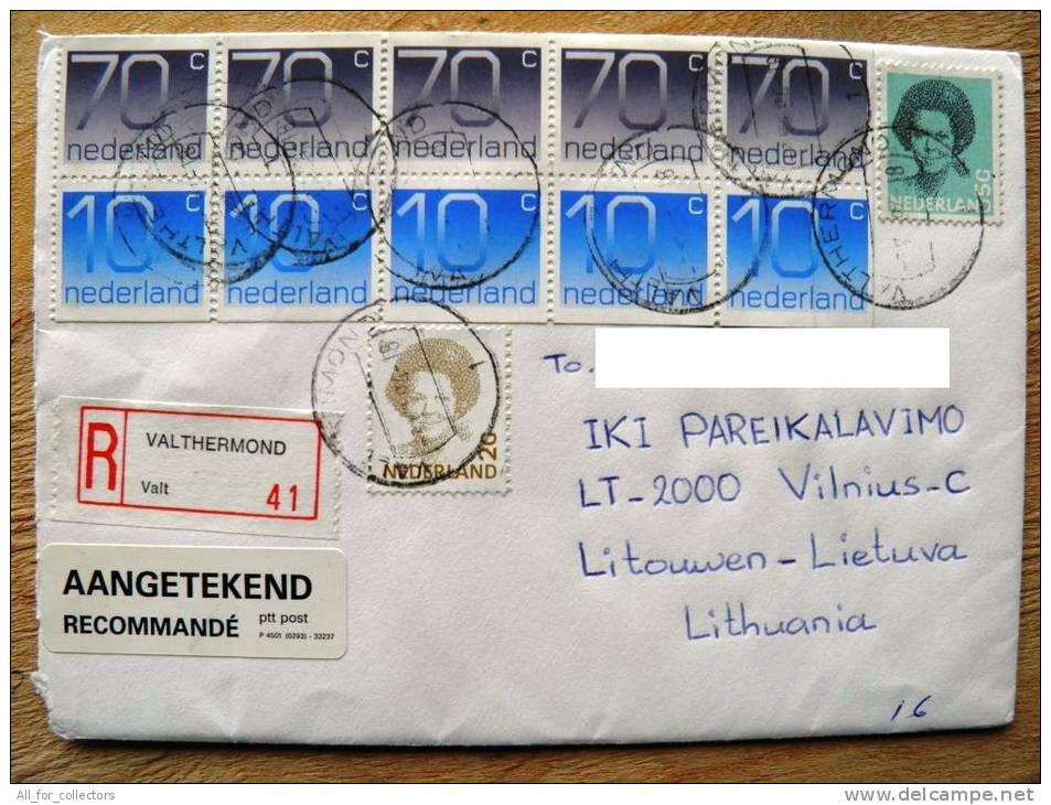 Cover Sent From Netherlands To Lithuania, Registered, On 1994, Valthermond, - Covers & Documents