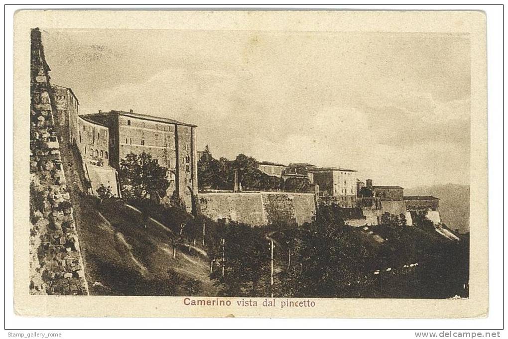 CARTOLINA - CAMERINO - PANORAMA - VISTA DAL PINCETTO  - VIAGGIATA NEL ´36 - MARCHE - Macerata