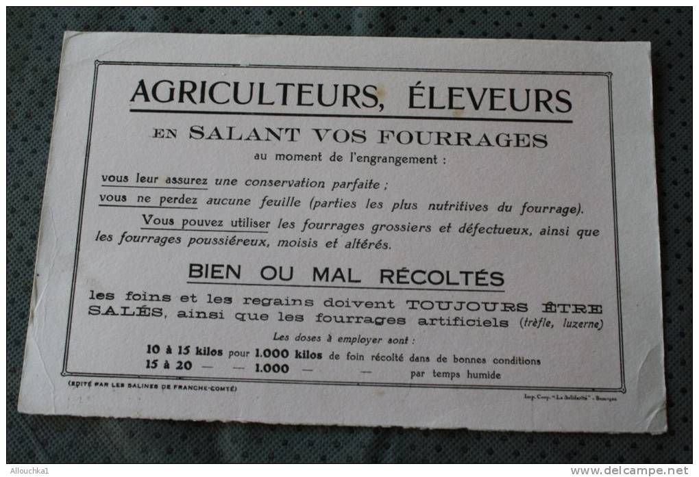 Buvard Collection (publicitaire)agriculteur,éleveur Salant Fourrage Au Moment De L'engranrangement Conservation Parfaite - Landwirtschaft