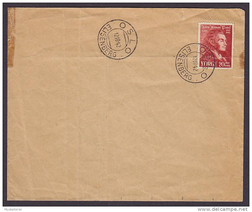 ## Norway Deluxe OSLO ELISEBERG 1942 Cancel Cover Brief Johann Herman Wessel (2 Scans) - Briefe U. Dokumente