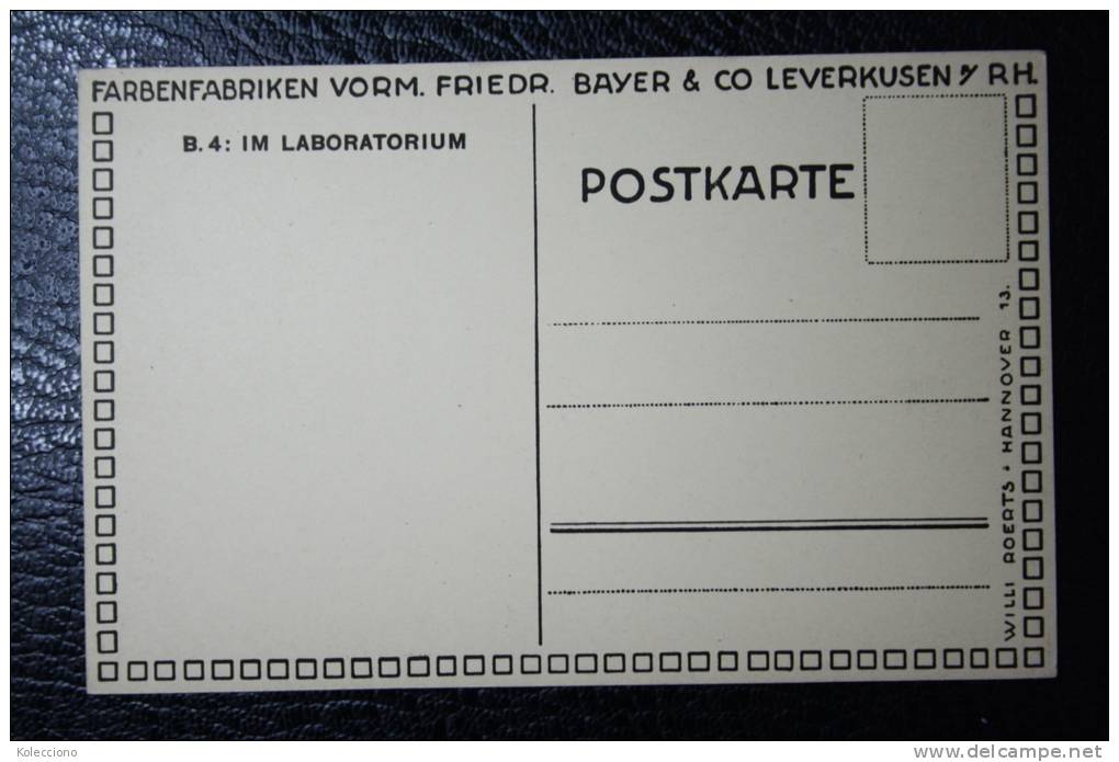 Postcard Farbenfabriken Vorm. Friedr. Bayer & Co Leverkusen - B. 4 Im Laboratorium - Factory Laboratory - Leverkusen