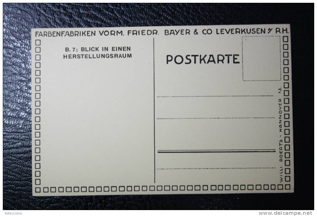 Postcard Farbenfabriken Vorm. Friedr. Bayer & Co Leverkusen - B. 7 Blick In Ein Hestellingsraum- Factory Production - Leverkusen