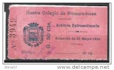 755-SPAIN REVENUE FISCAL COLEGIO PROCURADORES ABOGADOS MALAGA REPUBLICA 50 CTS - Fiscales
