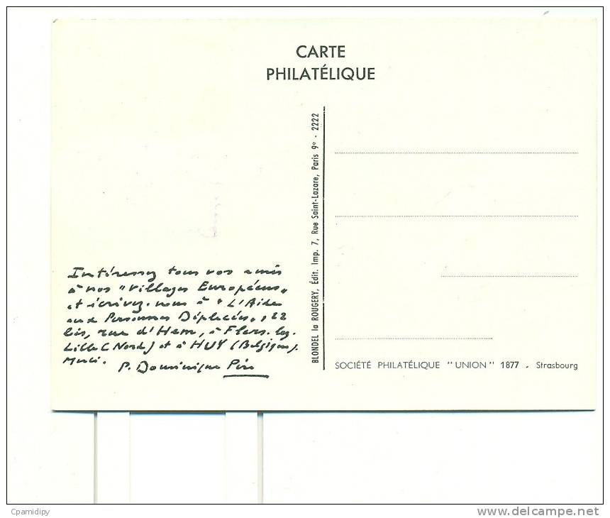 CARTE COULEUR Conseil De L'Europe 1982 Strasbourg, Les Villages  Européens Que Bâtit L'Aide Aux Personnes Déplacées - Histoire