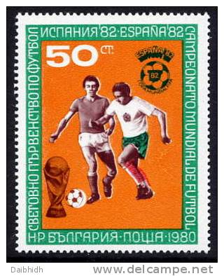 BULGARIA 1980 Football World Cup 1982 Single Ex Block 104 MNH / **.  Michel 2839 Cat. €25 - Unused Stamps