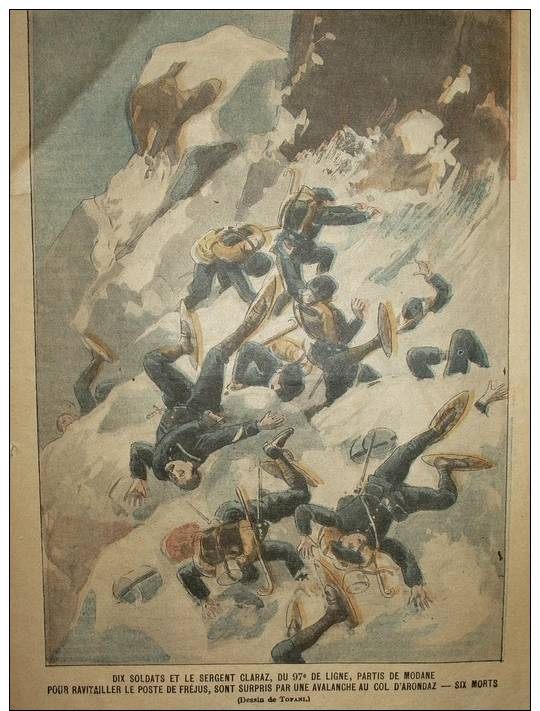 SAVOIE     FREJUS  AVALANCHE DU COL D ARRONDAZ  CHASSEURS ALPINS   REGIMENT DU 97 EME DE LIGNE DE MODANE - 1900 - 1949