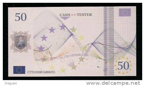 Test Note "CASH TESTER"  50 EURO, Testnote, Beids. Druck, RRR, UNC - Other & Unclassified