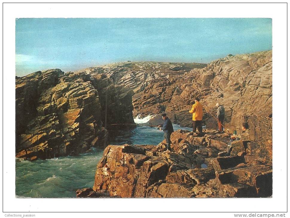 Cp, Sport, Plaisirs De La Pêche Sur La Côte Sauvage (Bretagne), Voyagée 1970 - Pesca