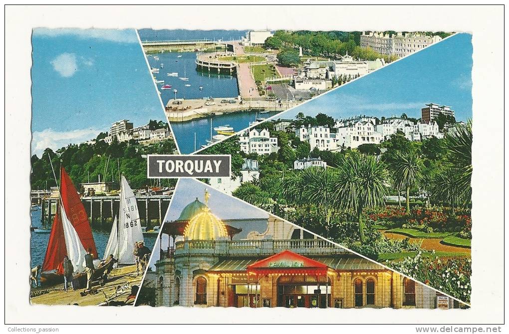 Cp, Angleterre, Torquay, Multi-Vues, Voyagée 1976 - Torquay