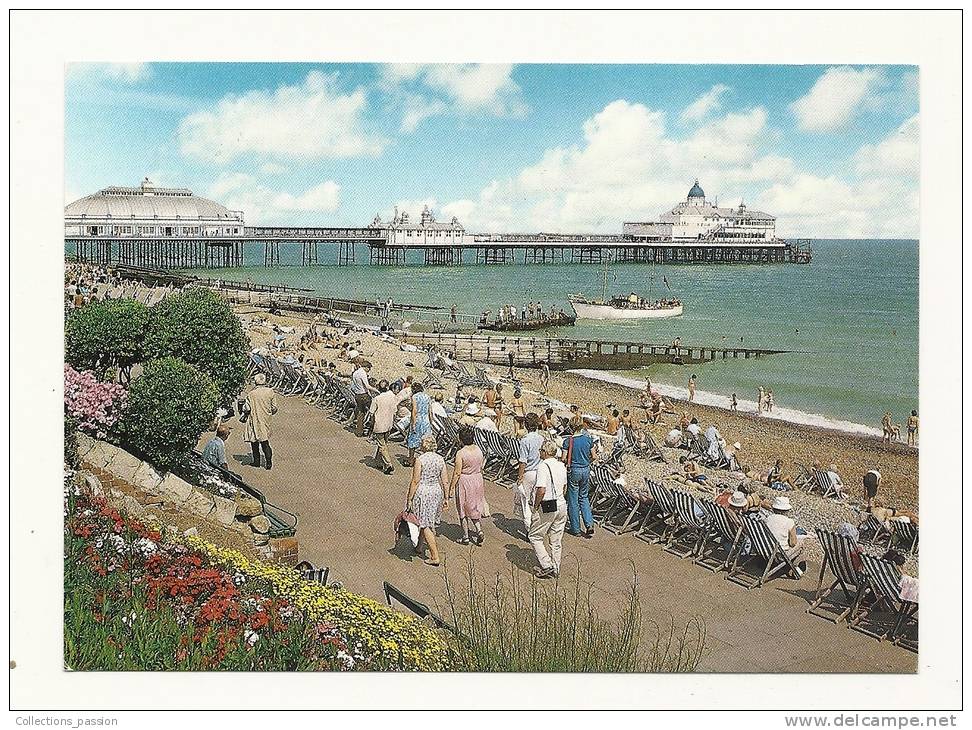 Cp, Angleterre, Eastbourne, Lower Promenade, Beach And Pier, écrite - Eastbourne