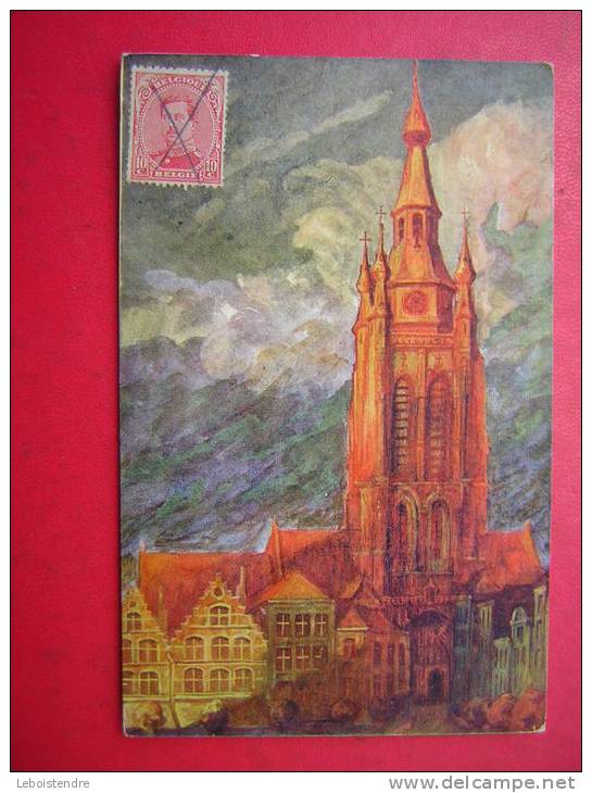 CPA  BELGIQUE  COURTRAI EGLISE SAINT MARTIN  KORTRIJK SINT MAARTENSKERK  Edit: AQUAREL VH  N°6 VOYAGEE  TIMBRE BELGE - Koekelare