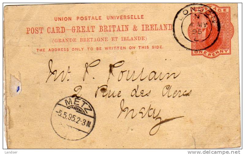 Telegram Londre Metz  Du 03 Mai 1895 - Storia Postale