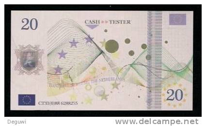 Test Note "CASH TESTER"  20 EURO, Testnote, Beids. Druck, RRR, UNC - Other & Unclassified