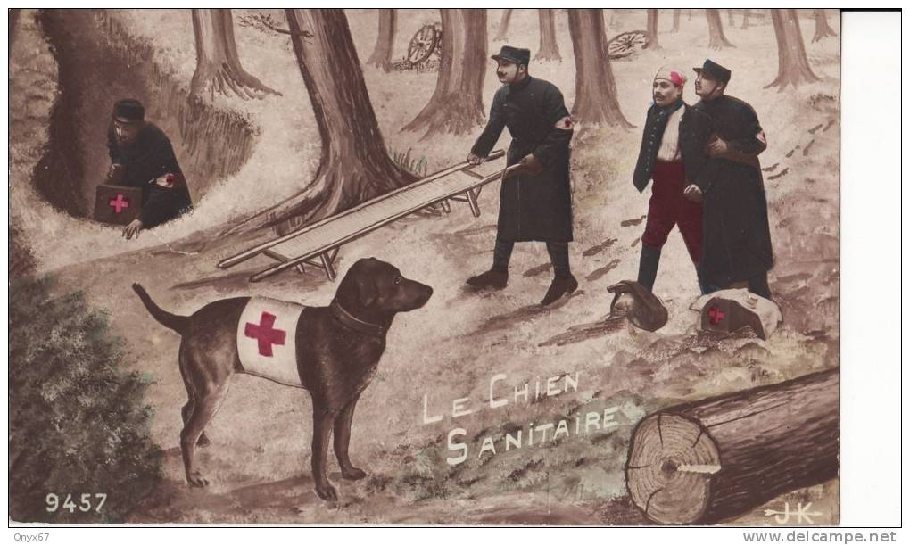 Militaires De La CROIX-ROUGE Avec Civière Et  CHIEN Sanitaire - Red Cross