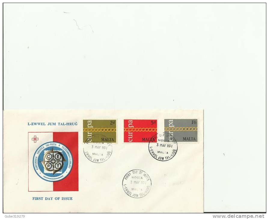 EUROPA CEPT 1971- MALTA -FDC POST & TELECOMMUNICATION CONFERENCE W 3 STS OF 2-5 P-1’6. – MOSTA MALTA  MAY 3 REFE10 - 1971