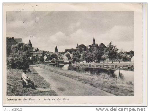 Eschwege An Der Werra Mann Sitzt An Der Parkbank Brücke Sw 4.10.1954 - Eschwege