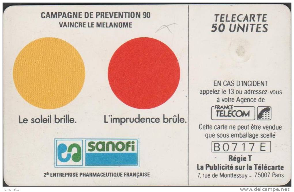 Télécartes - 1990  - Sanofi  50 Unités - Gem   -utilisée -   Bon état - 1990