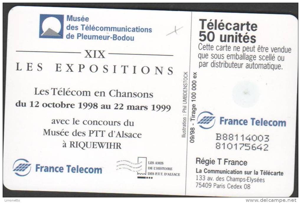 Télécartes - 1998 Télécom En Chansons  -50 Unités - GEM   -utilisée -   Bon état - 1998