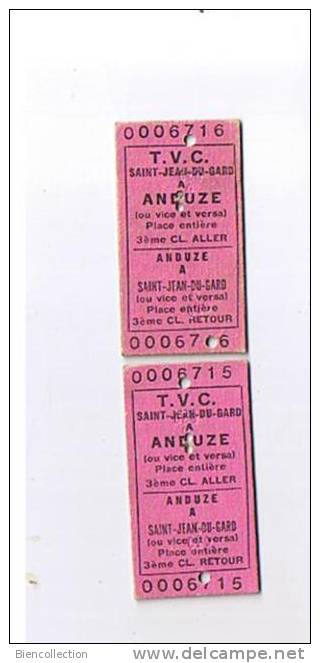 Gard. 2 Tickets Du Train à Vapeur Des Cévennes.Anduze à Saint Jean Du Gard - Europe