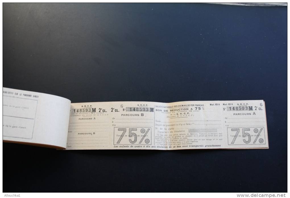 1950 Carnet Titre De Transport Billets Réduction75%>agents De La Sté Nationale Chemins De Fer Français SNCF Et Famille - Europe