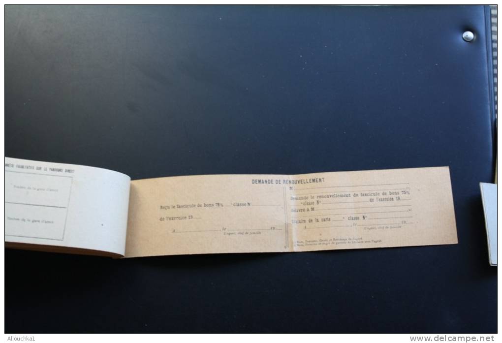 1950 Carnet Titre de transport Billets réduction75%>agents de la sté nationale Chemins de fer français SNCF et famille