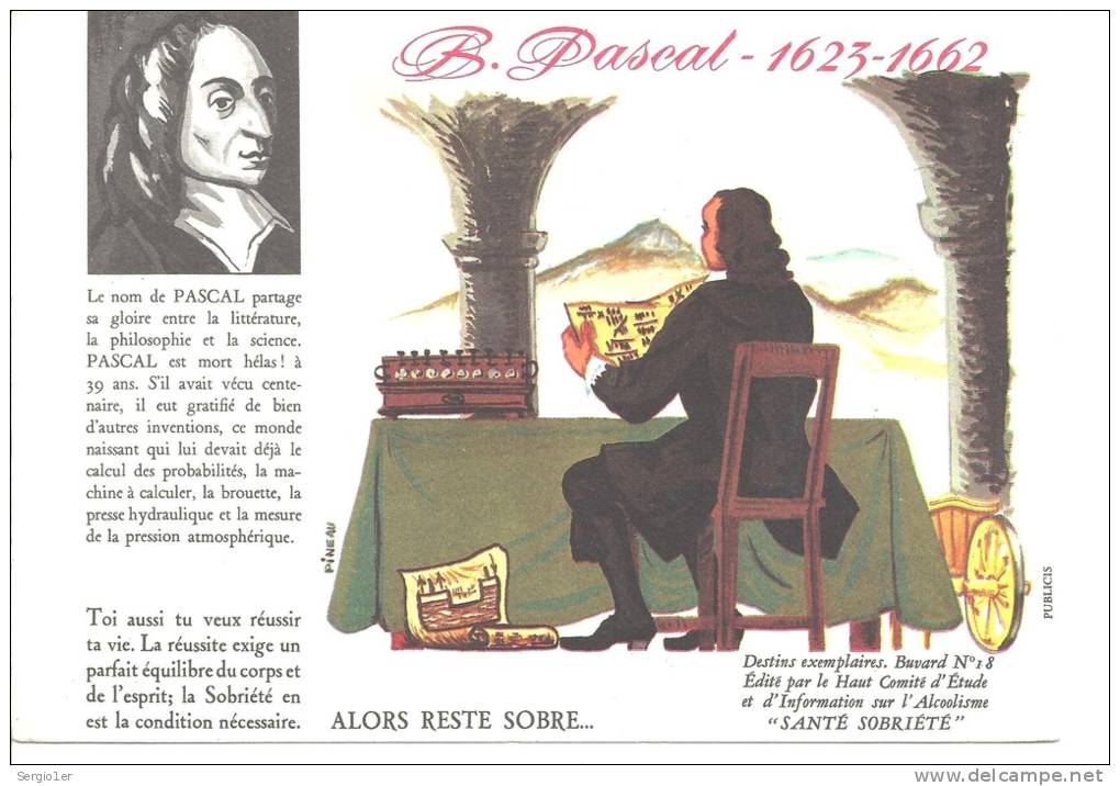 Buvard  Santé Sobriete Le Destin Exemplaire De B Pascal 1623-1662 Litterature Philosophie  Et La Science - L