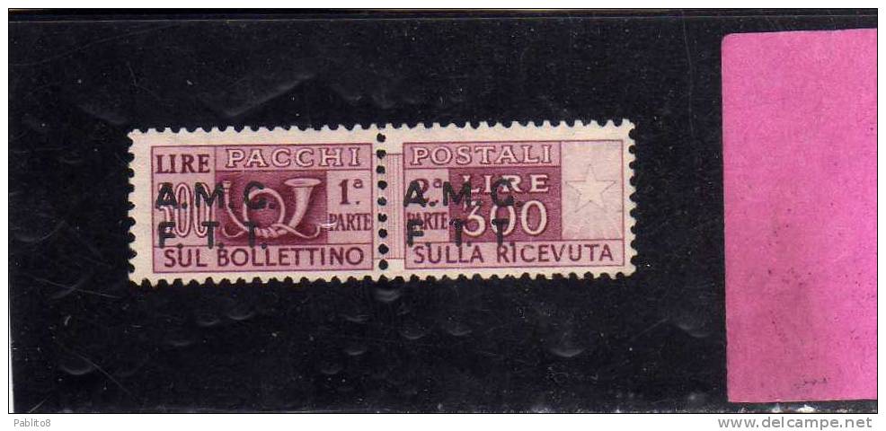 TRIESTE A 1947 -1948 AMG-FTT OVERPRINTED PACCHI POSTALI LIRE 300 MNH SOPRASTAMPA SPOSTATA - Postal And Consigned Parcels