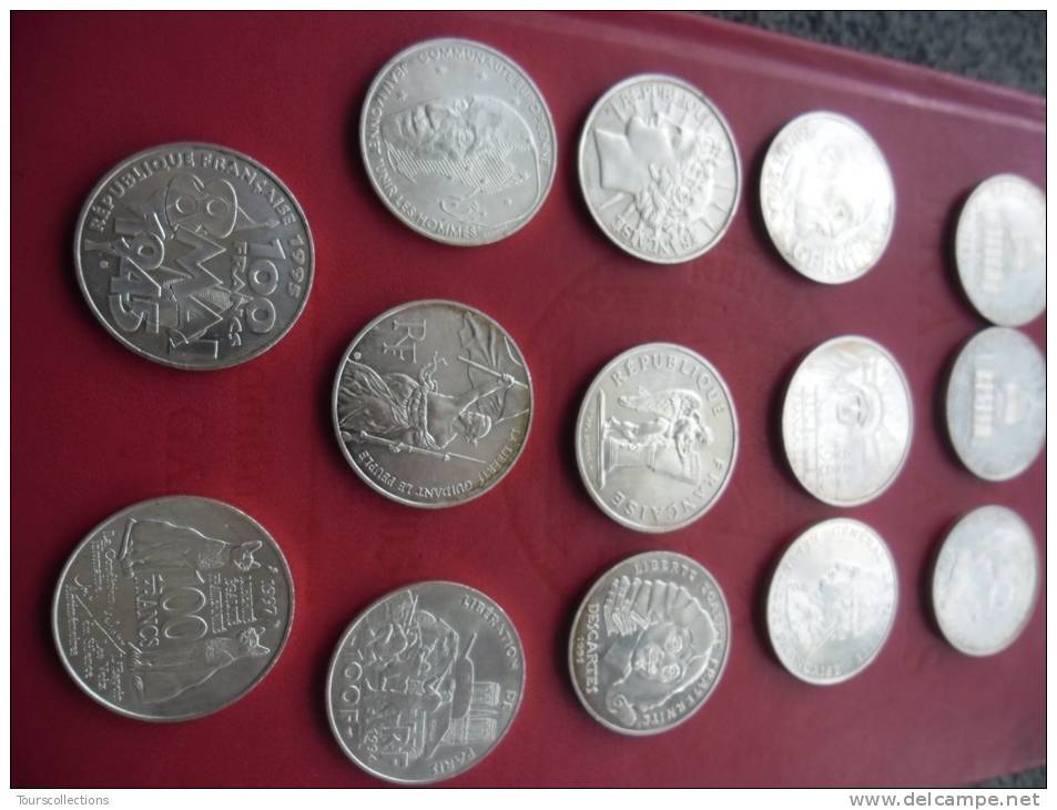 Lot De 14 Pièces En Argent De 100 Francs Dont MALRAUX - Libération De Paris - 8 Mai 1945 - Liberté Guidant Le Peuple - Collections