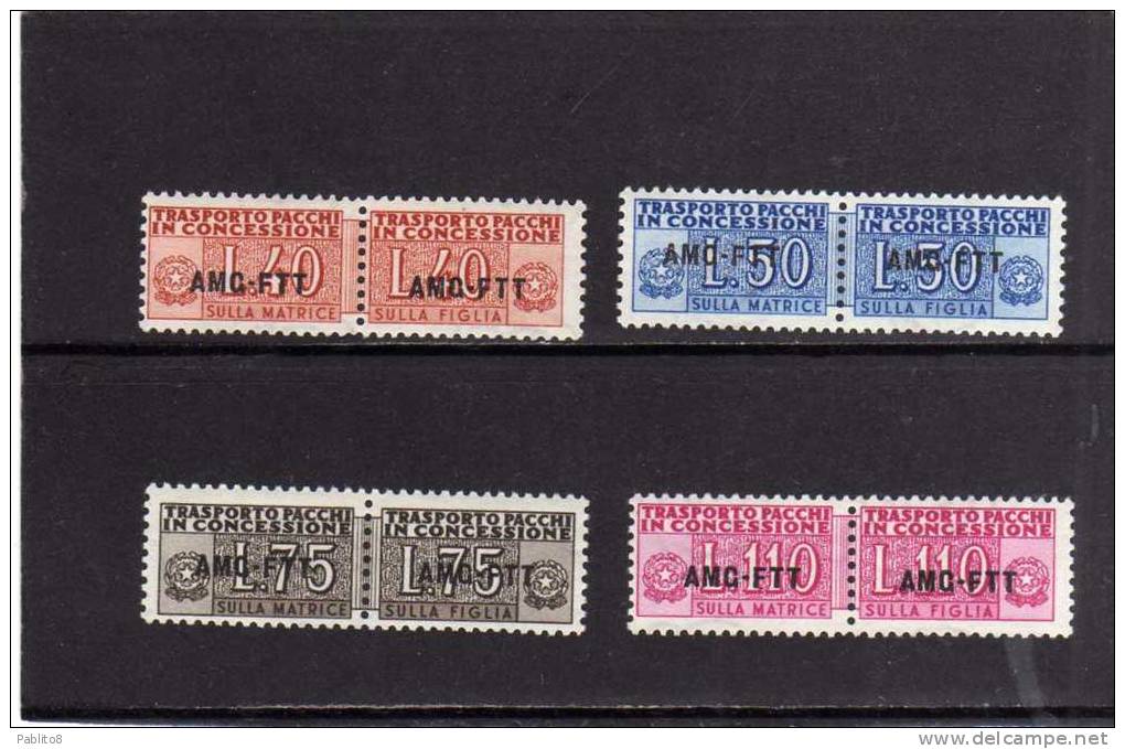 TRIESTE A 1953 AMG-FTT OVERPRINTED PACCHI POSTALI IN CONCESSIONE SERIE COMPLETA MNH BEN CENTRATA - Postal And Consigned Parcels