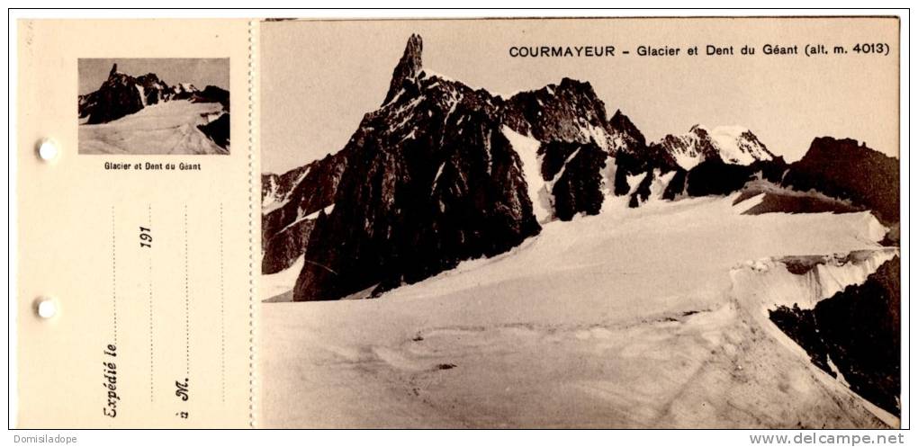 Courmayeur:Glacier Et Dent Du Geant(alt.m.4013)- Carte+talon Memo - Altri & Non Classificati