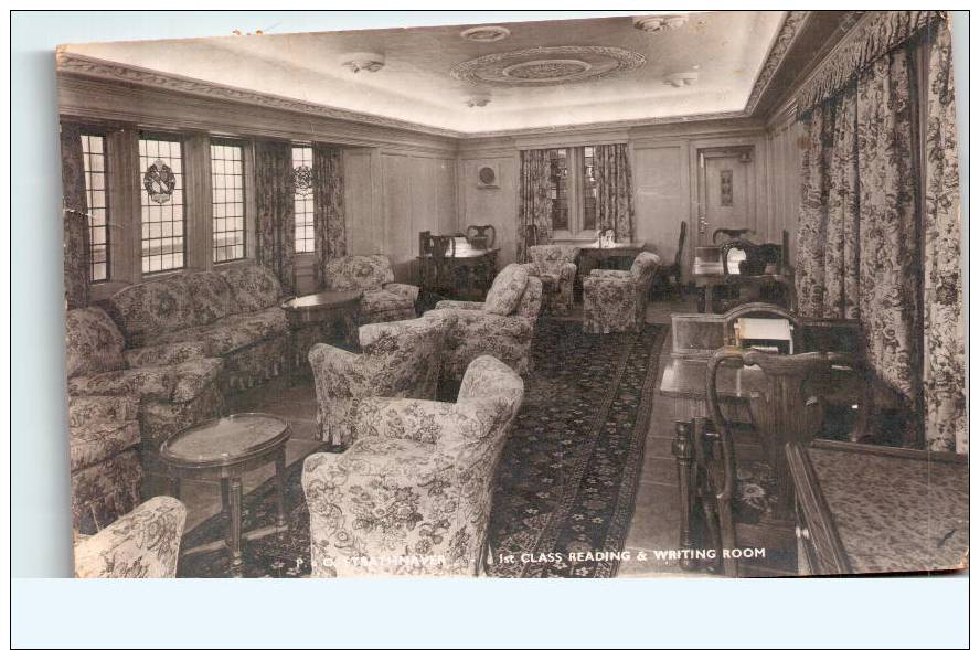 P &amp; O Shipping Line-Strathnaver 1st Class Reading &amp; Writing Room Posted In Ceylon.photo Tra774 - Other & Unclassified