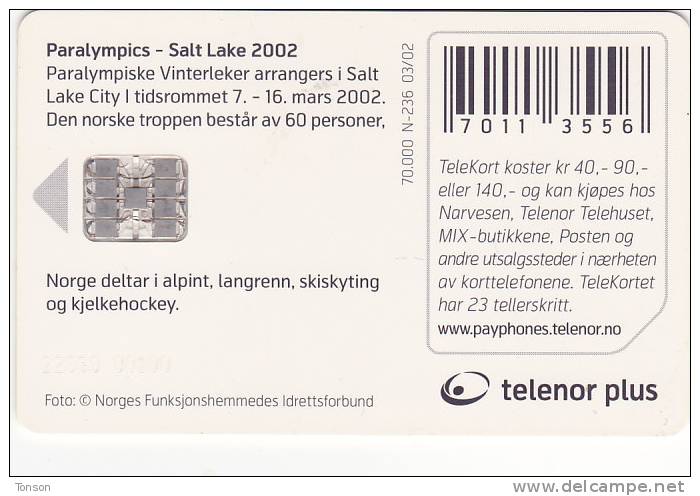 Norway, N236, Olympic Games, Salt Lake - Logo, CN ; 22030 001D0,  2 Scans. - Norway