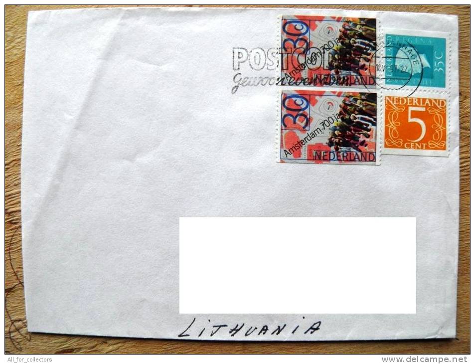 Cover Sent From Netherlands To Lithuania On 1997, Amsterdam - Storia Postale
