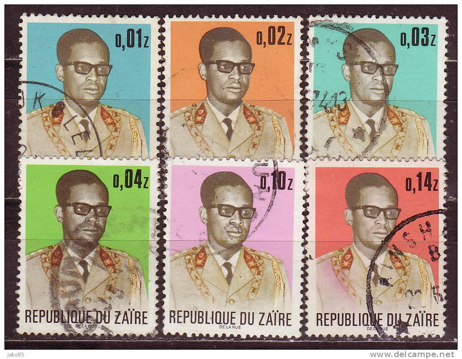 - ZAIRE - 1973 - YT N° 823  / 828 - Oblitérés - Série Complète - Gebraucht