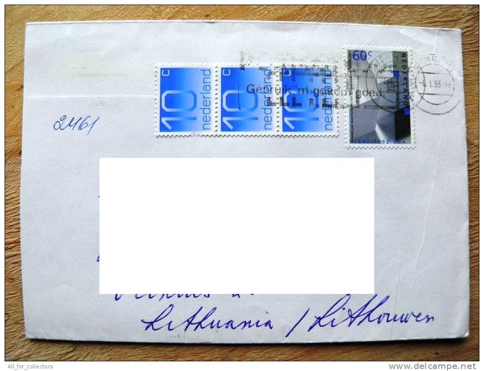Cover Sent From Netherlands To Lithuania On 1993, Bna - Covers & Documents