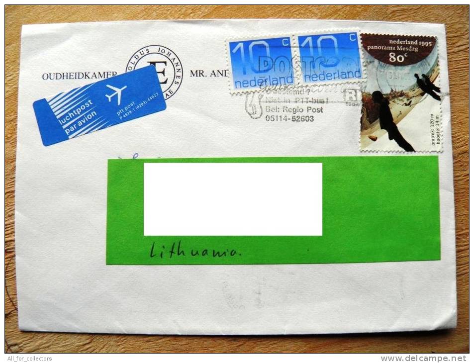 Cover Sent From Netherlands To Lithuania On 1995, Panorama Mesdag - Storia Postale