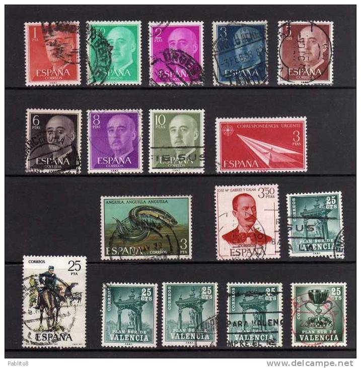 SPAIN - ESPAÑA - SPAGNA 1955 - 1958 GENERAL FRANCISCO FRANCO + OTHERS + VALENCIA STORAGE USED - Storia Postale