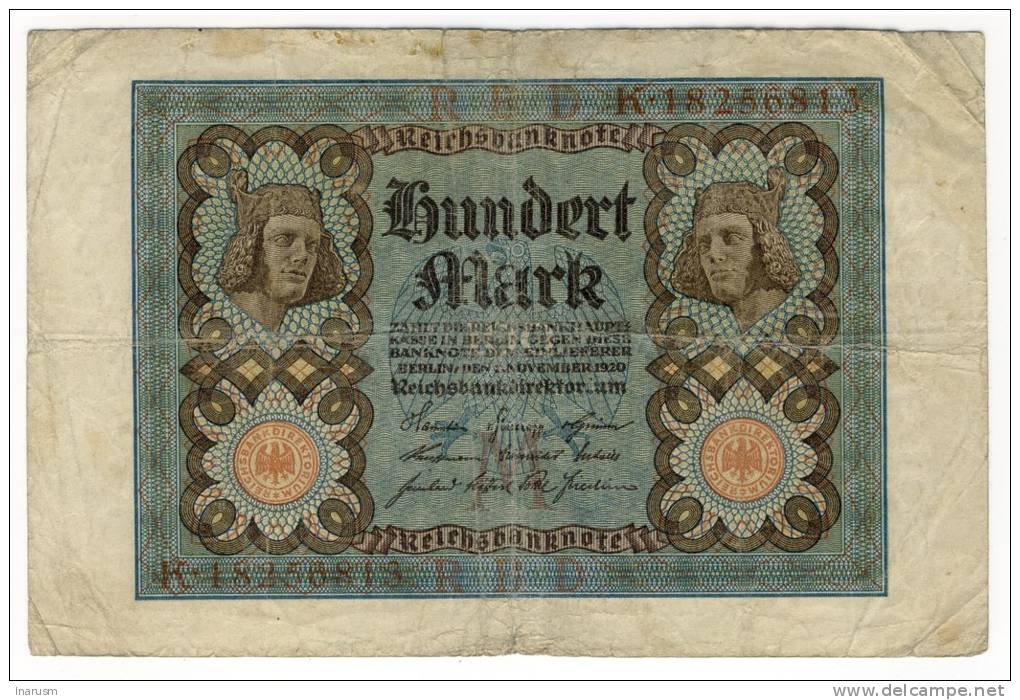 GERMANY  -  DEUTCHLAND  -  Reichsbanknote  -  100 Mark  -  01/11/1920  -  P.69b - 100 Mark